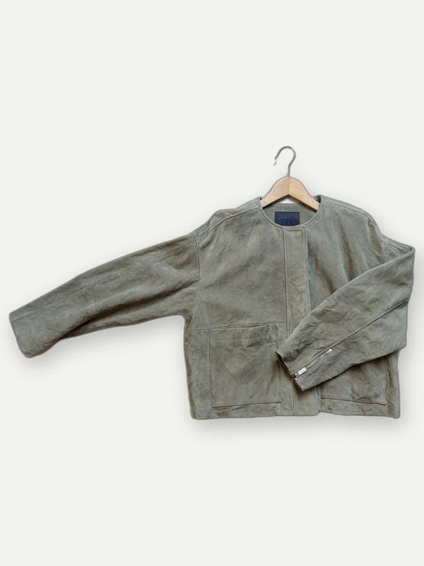 Veste en daim Zara kaki – face