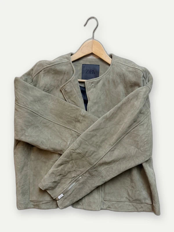 Veste en daim Zara kaki