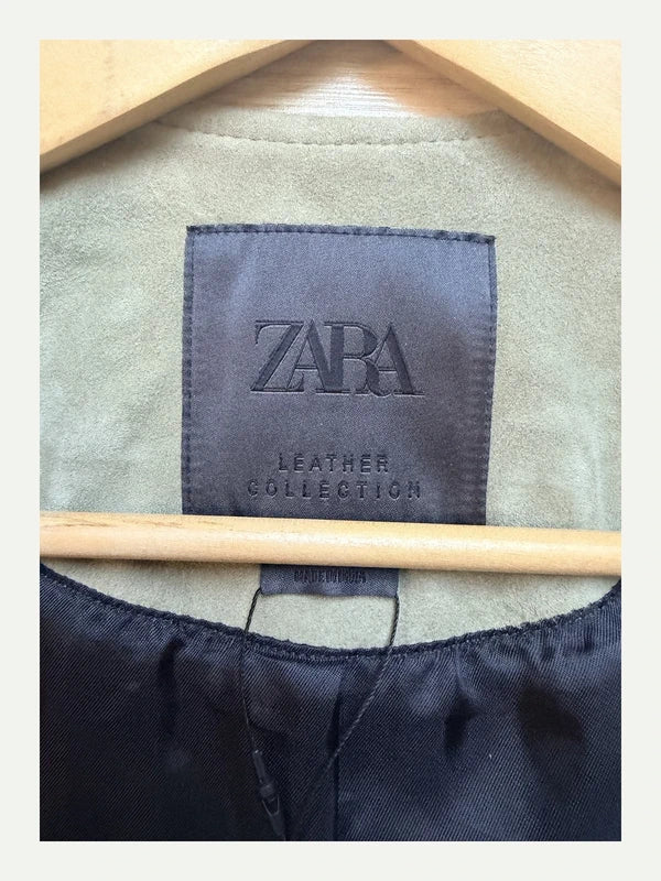 Veste en daim Zara kaki – détail